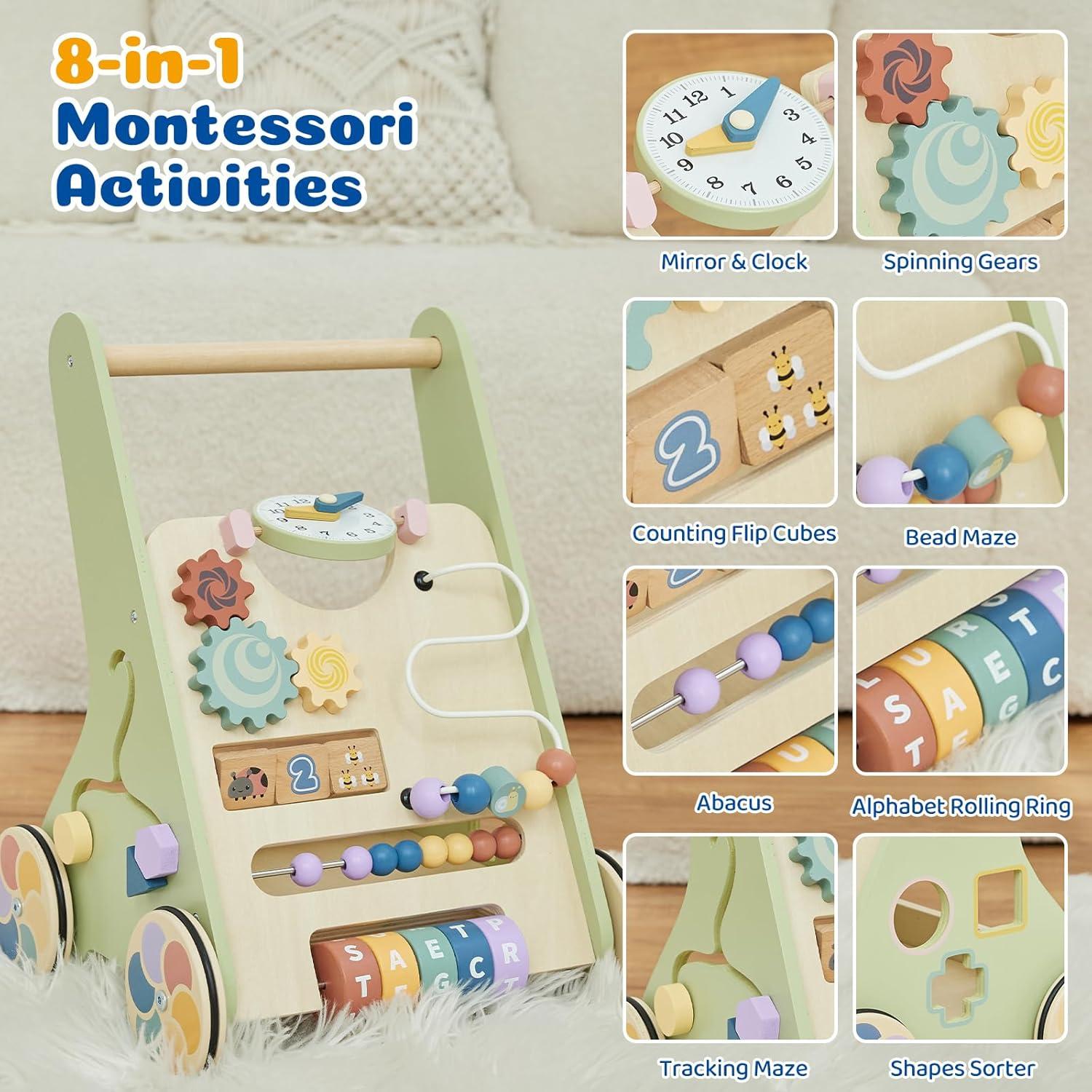 Andador de Madera Montessori Paisure 2 en 1 para Bebés 6-12 Meses