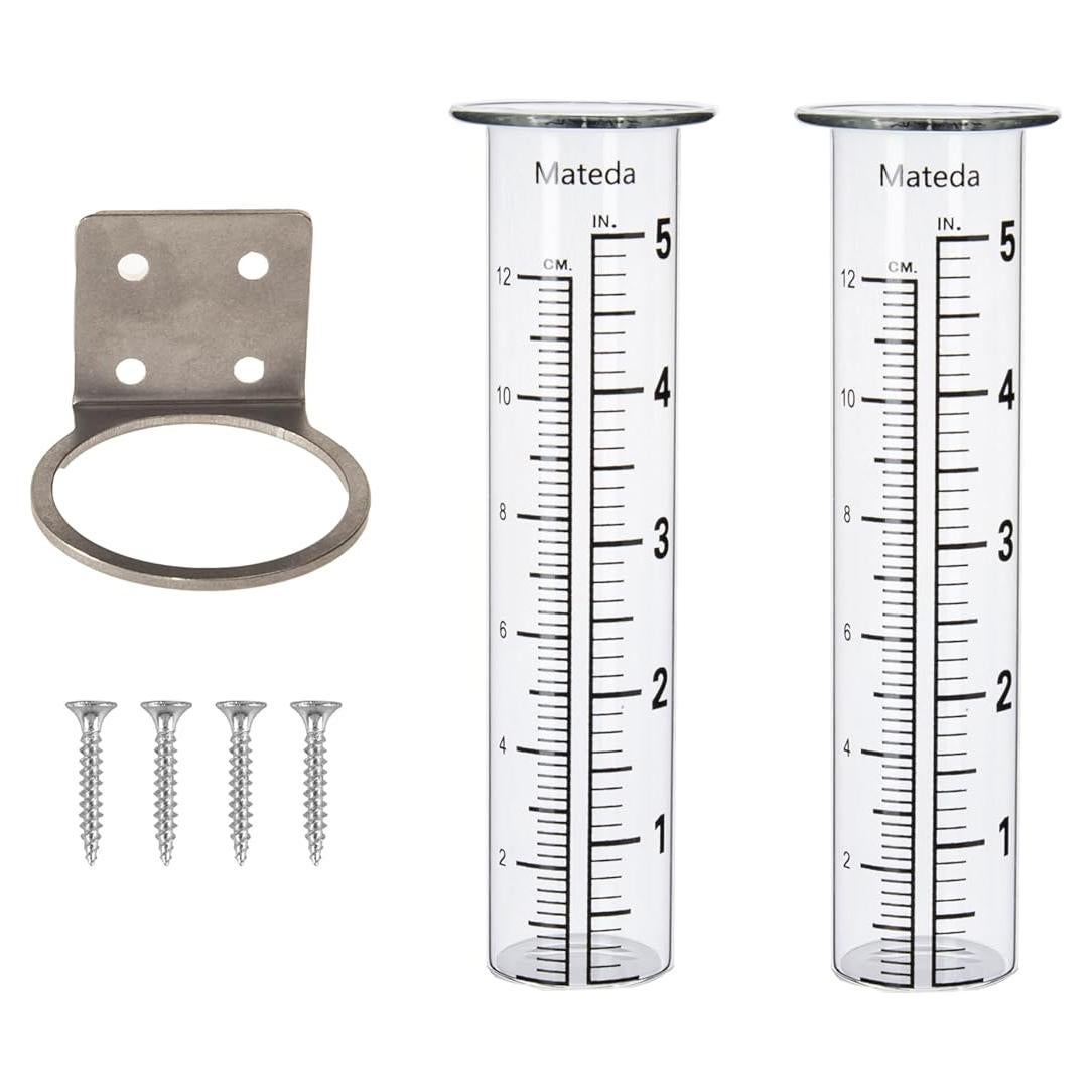 Medidor de lluvia Mateda 5" con soporte acero inoxidable
