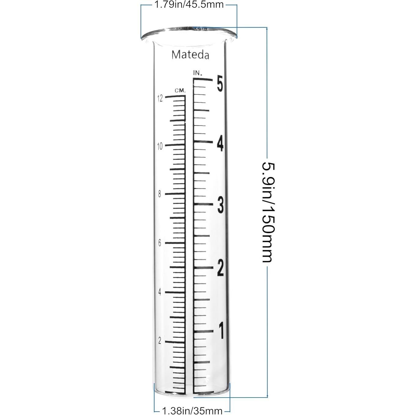 Medidor de lluvia Mateda 5" con soporte acero inoxidable