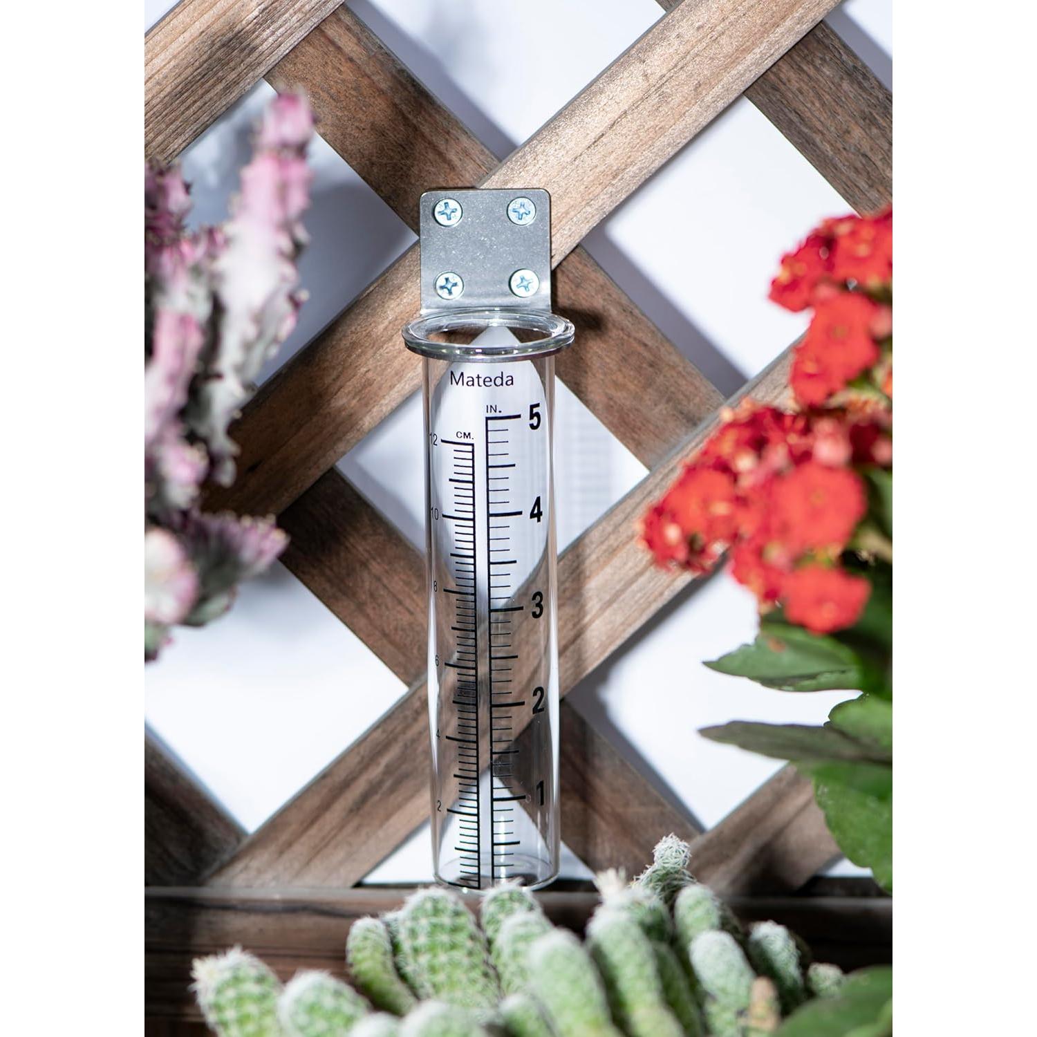 Medidor de lluvia Mateda 5" con soporte acero inoxidable