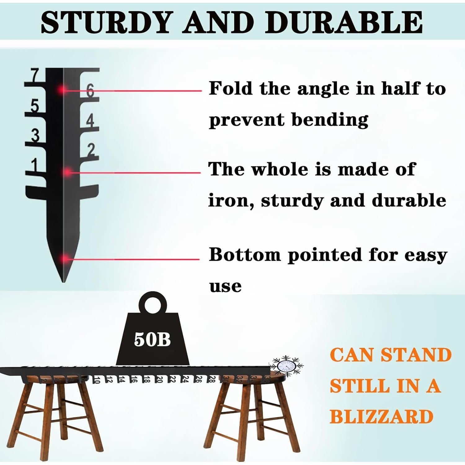 Medidor de Nieve JMBay 91.44 cm con Termómetro para Jardín