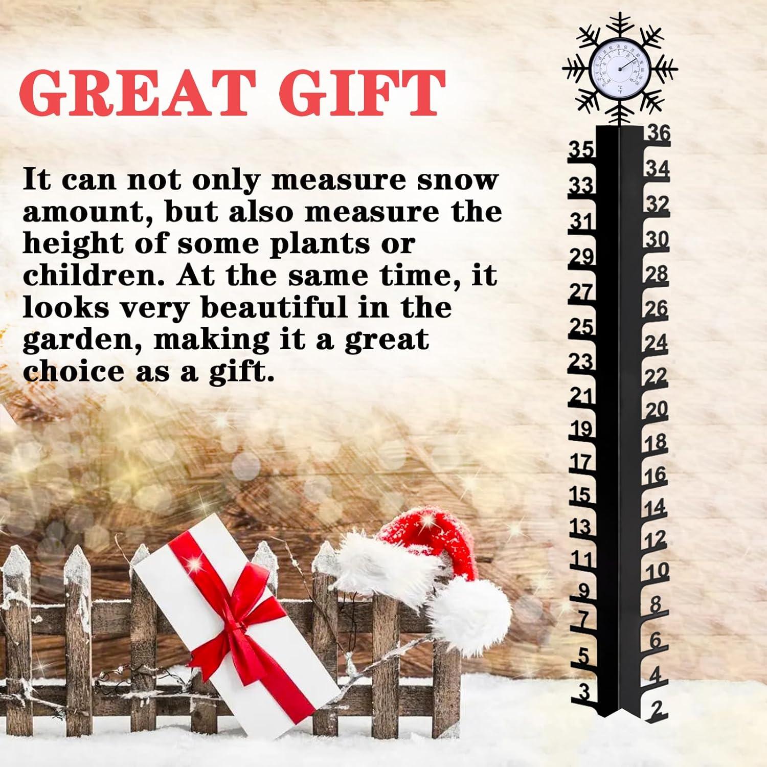 Medidor de Nieve JMBay 91.44 cm con Termómetro para Jardín