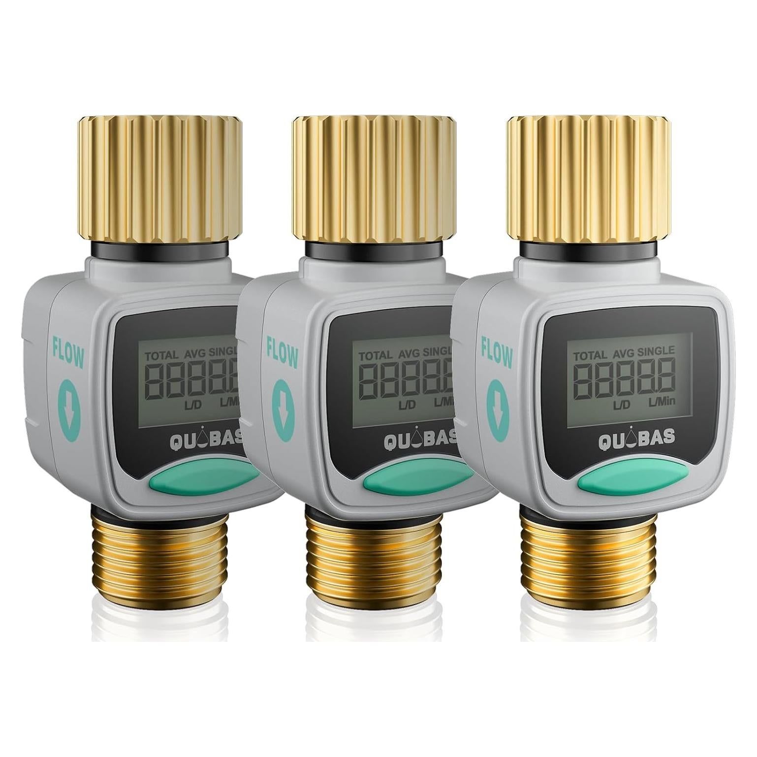 Medidor de Flujo de Agua QUOBAS WM1 - 3 Paquete, LCD, Latón