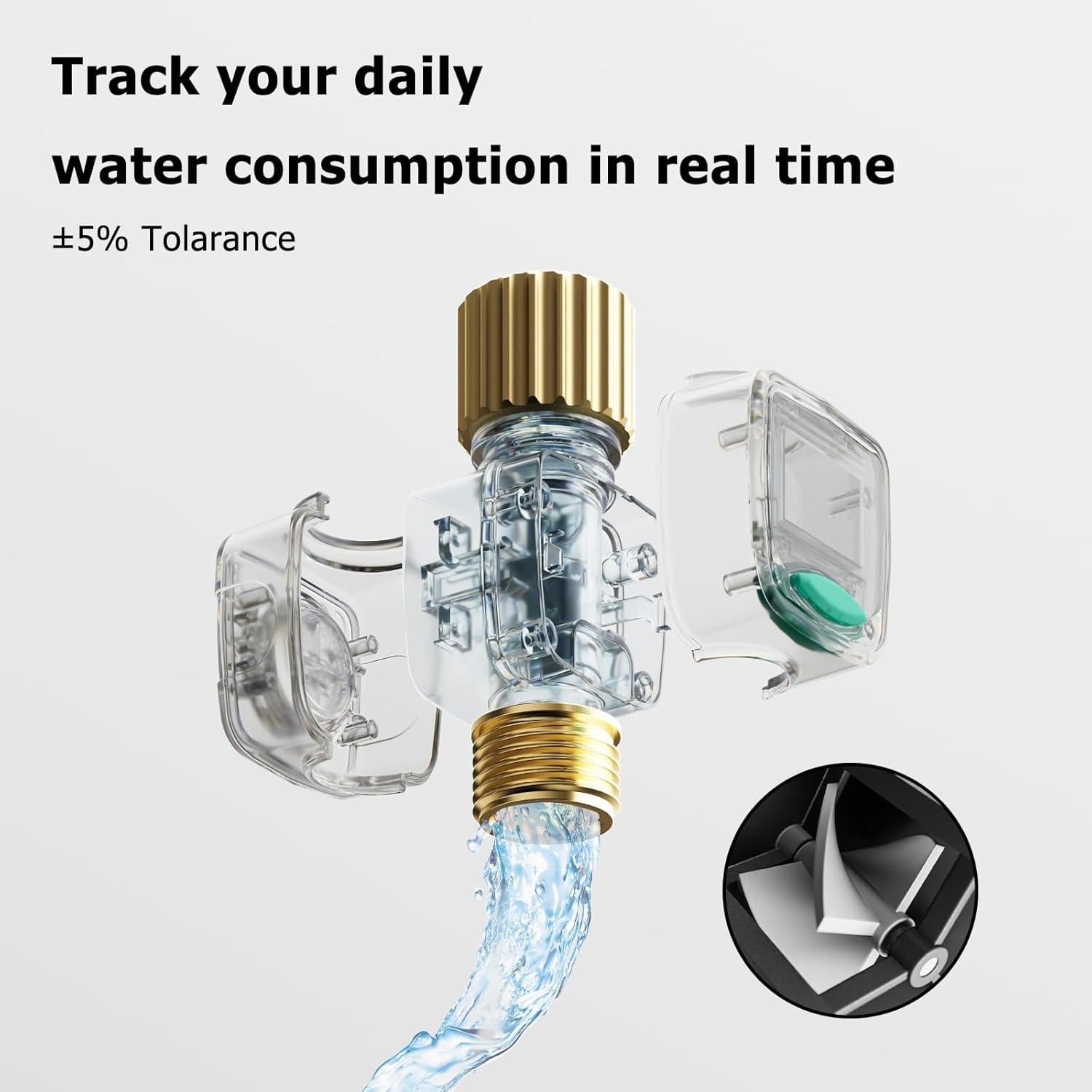 Medidor de Flujo de Agua QUOBAS WM1 - 3 Paquete, LCD, Latón