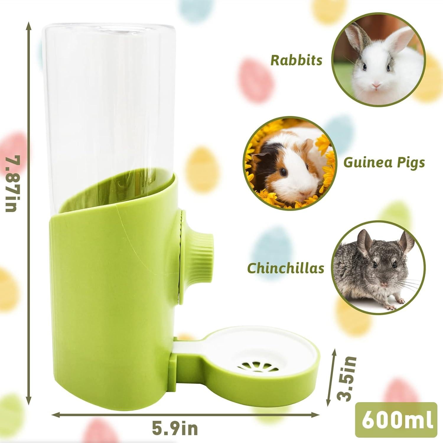 Botella de Agua Colgante Fhiny Rabbit 600ml 2 PCS para Mascotas