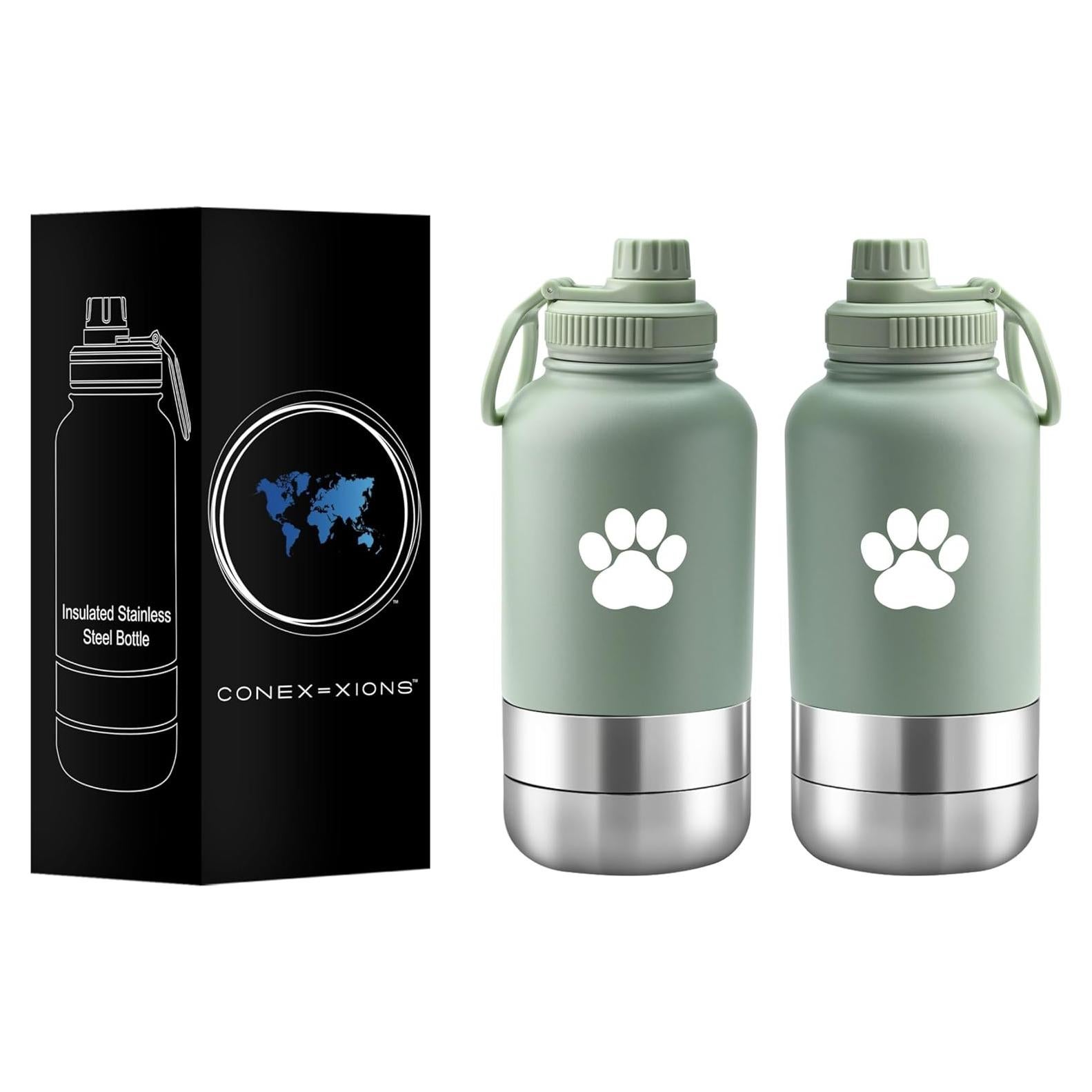 Botella de Agua Portátil 32 oz Conex=xions para Perros Verde