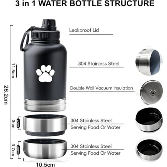 Botella de Agua Portátil 32 oz Conex=xions para Perros Verde