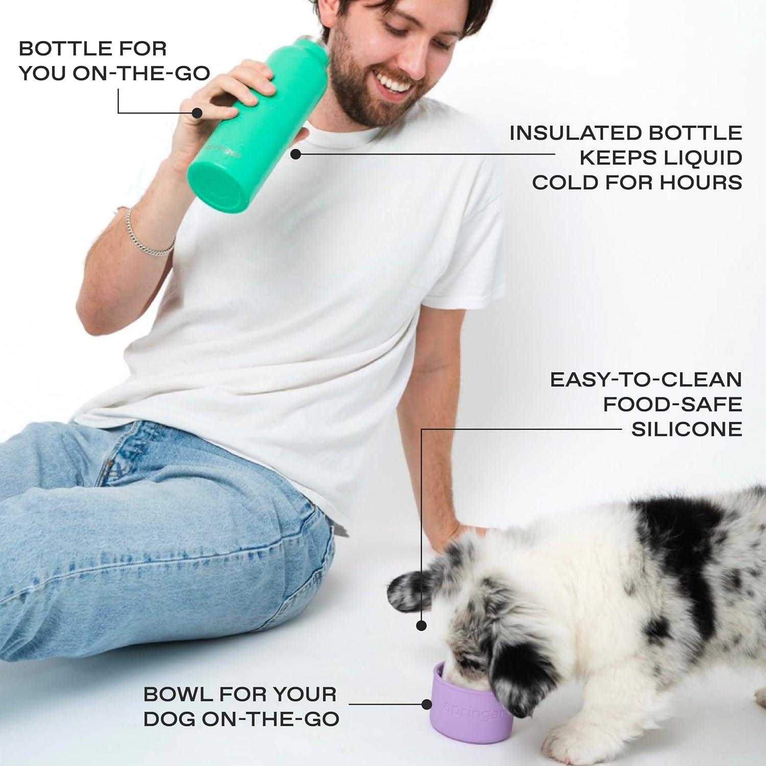 Botella de Agua Aislada Springer 710ml para Perros y Dueños