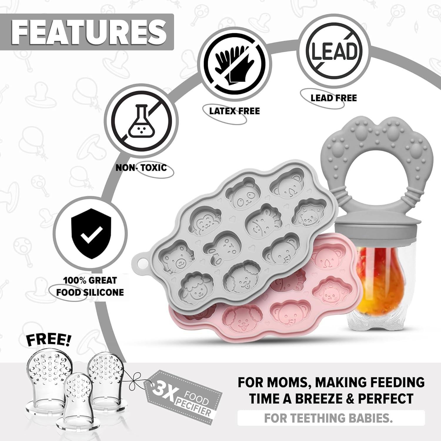 Moldes de Popsicle de Silicona O'doe para Bebés - 18 Porciones