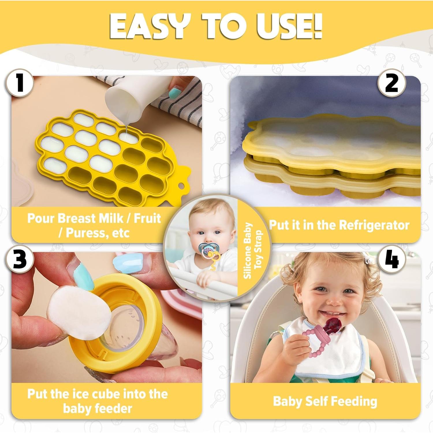 Moldes de Popsicle de Silicona O'doe para Bebés + 2 Alimentadores