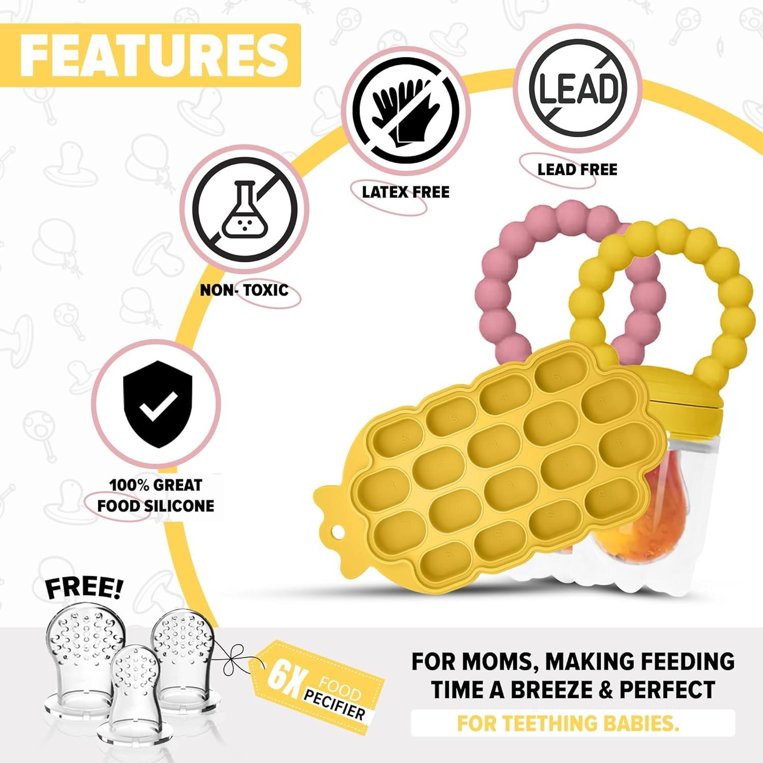 Moldes de Popsicle de Silicona O'doe para Bebés + 2 Alimentadores