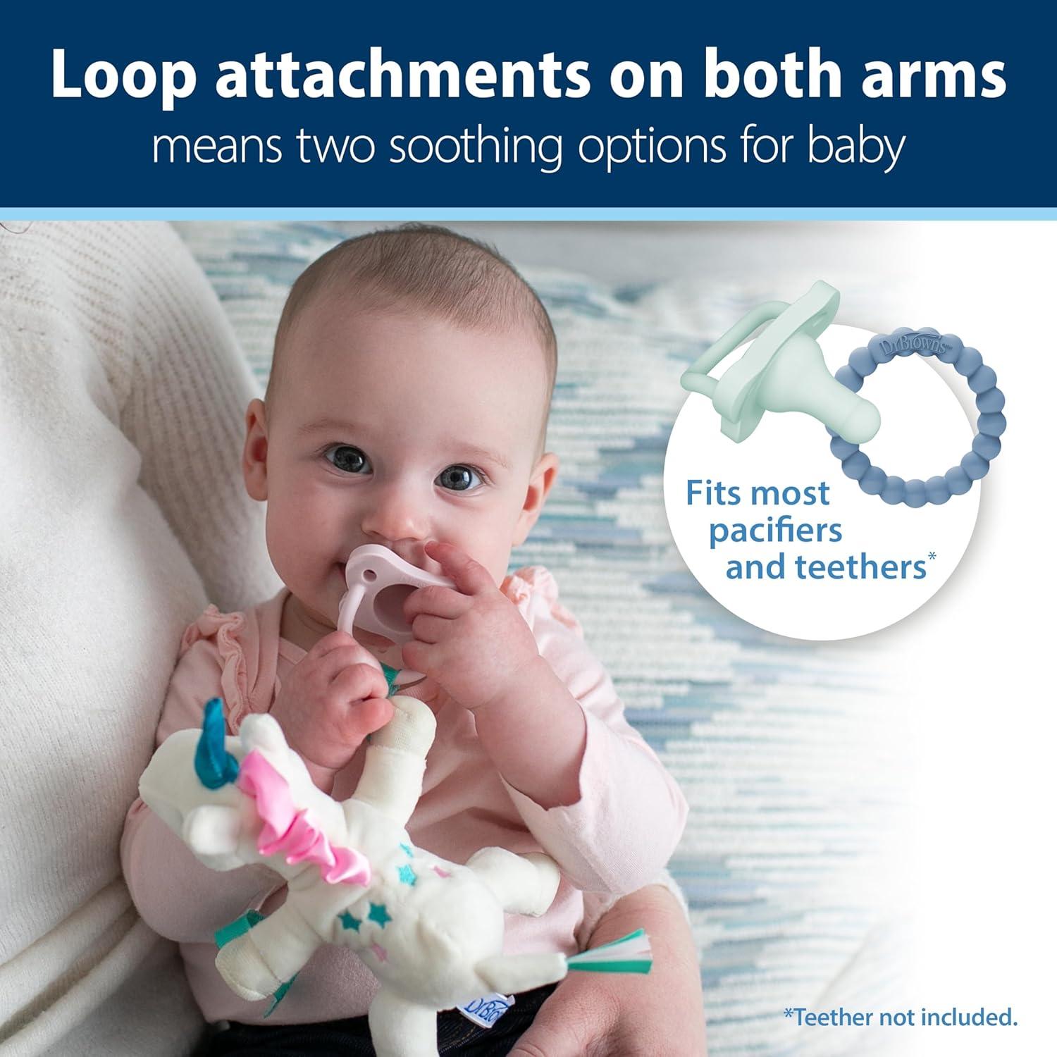 Portachupetes y Mordedores Dr. Brown Unicornio 0-6m Silicona