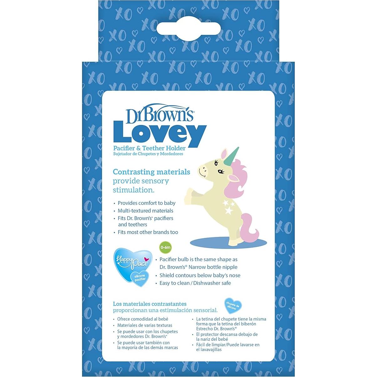 Portachupetes y Mordedores Dr. Brown Unicornio 0-6m Silicona