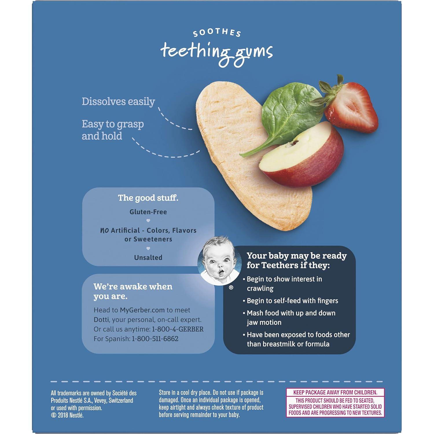 Galletas de Dentición Gerber Fresa Manzana Espinaca 12 Unidades