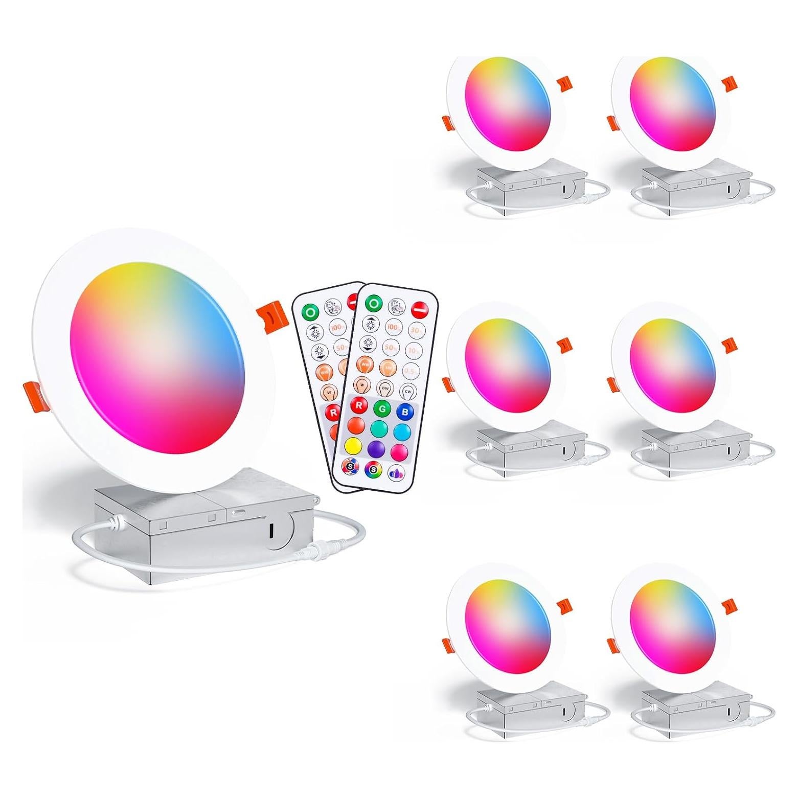 Downlight LED Empotrado 4" Taptoron RGBCW 12W 1080LM 6 Pzas