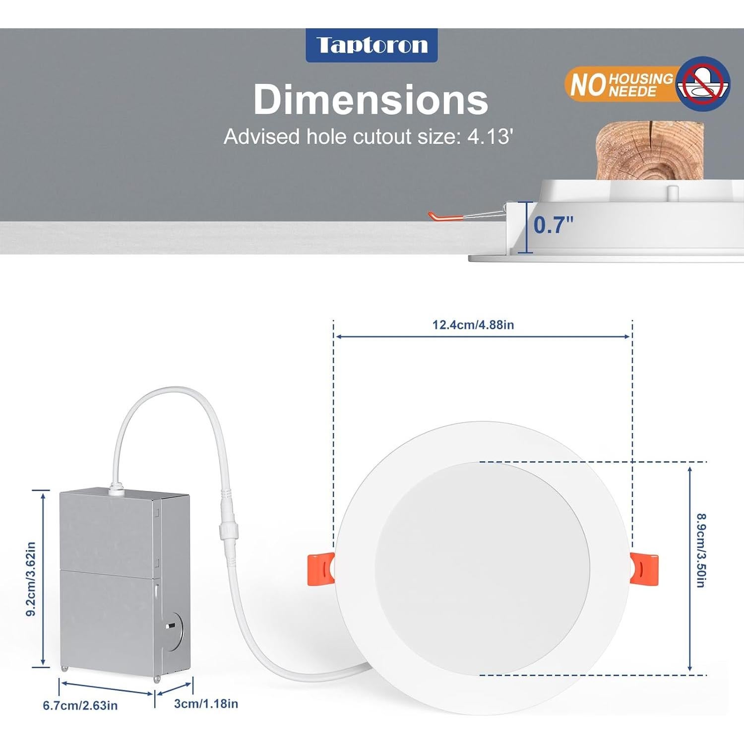 Downlight LED Empotrado 4" Taptoron RGBCW 12W 1080LM 6 Pzas