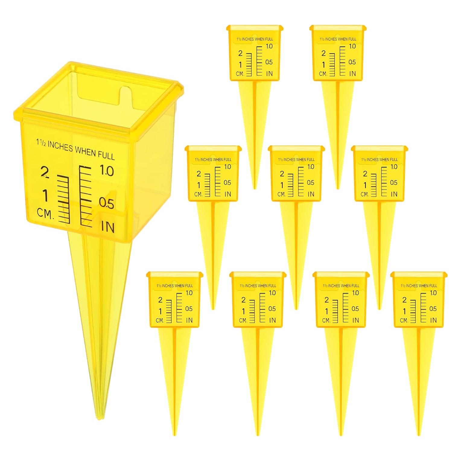 10 Pluviómetros Amarillos de Jardín Ubamdom 13.5x4 cm