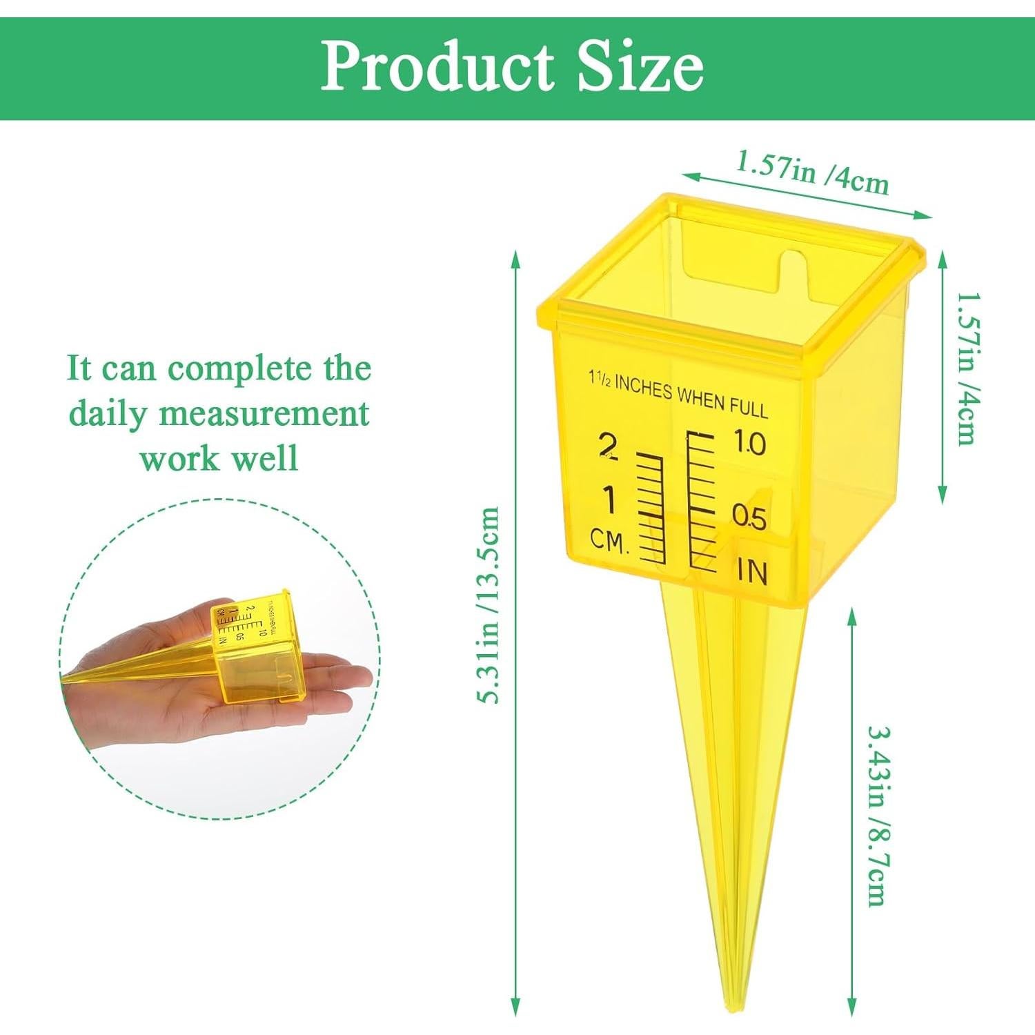 10 Pluviómetros Amarillos de Jardín Ubamdom 13.5x4 cm