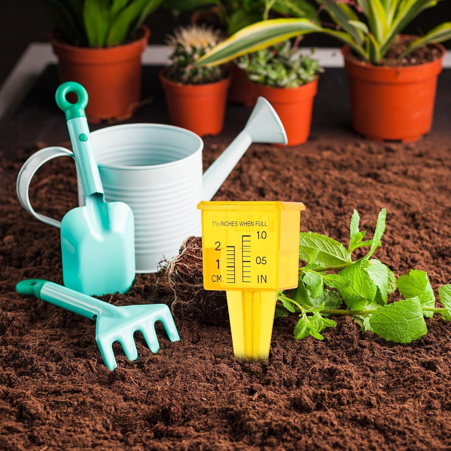 10 Pluviómetros Amarillos de Jardín Ubamdom 13.5x4 cm