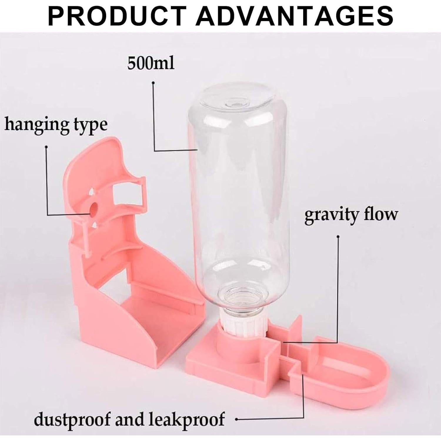 Dispensador Automático de Agua JOCNIKA para Conejos 500ml Rosa