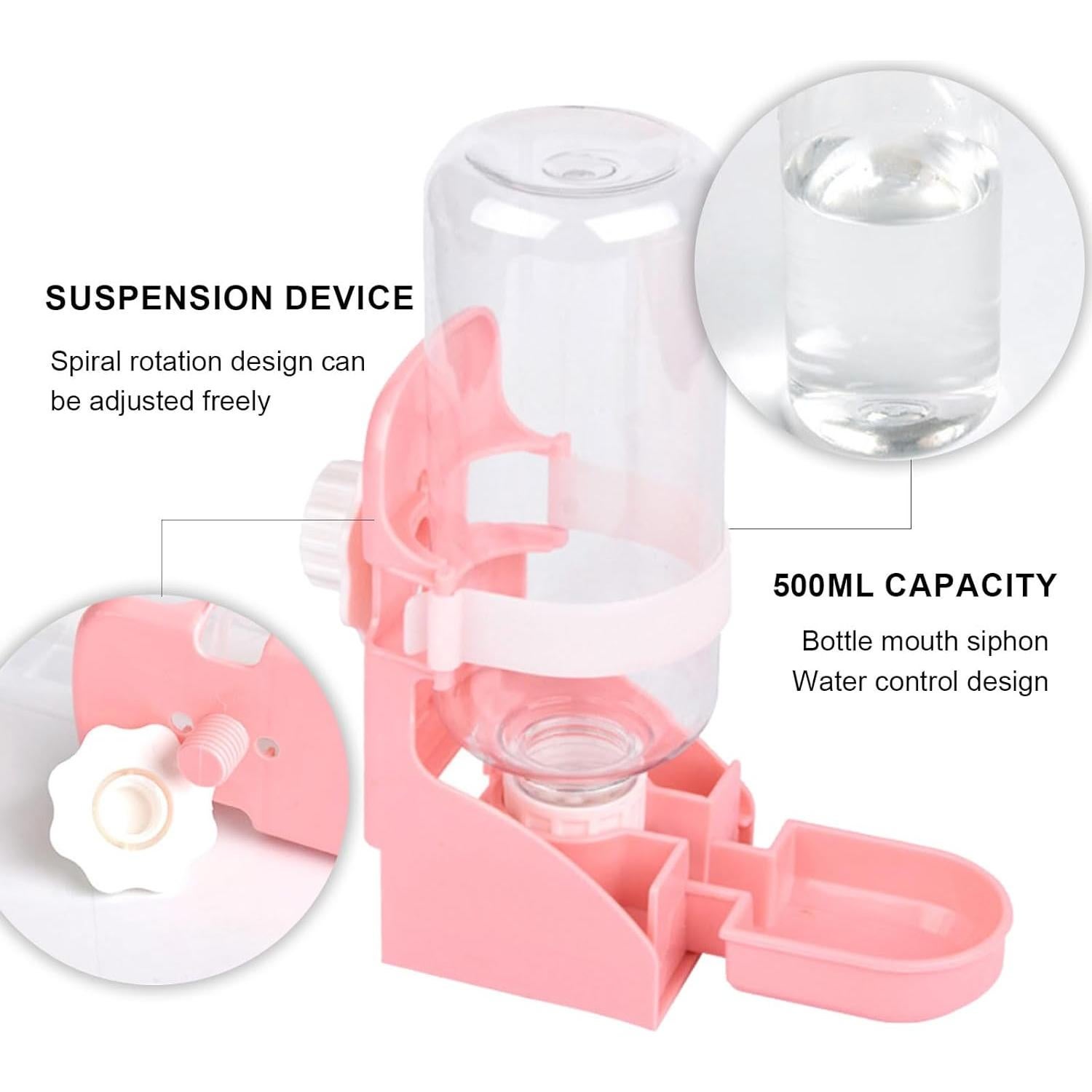 Dispensador Automático de Agua JOCNIKA para Conejos 500ml Rosa