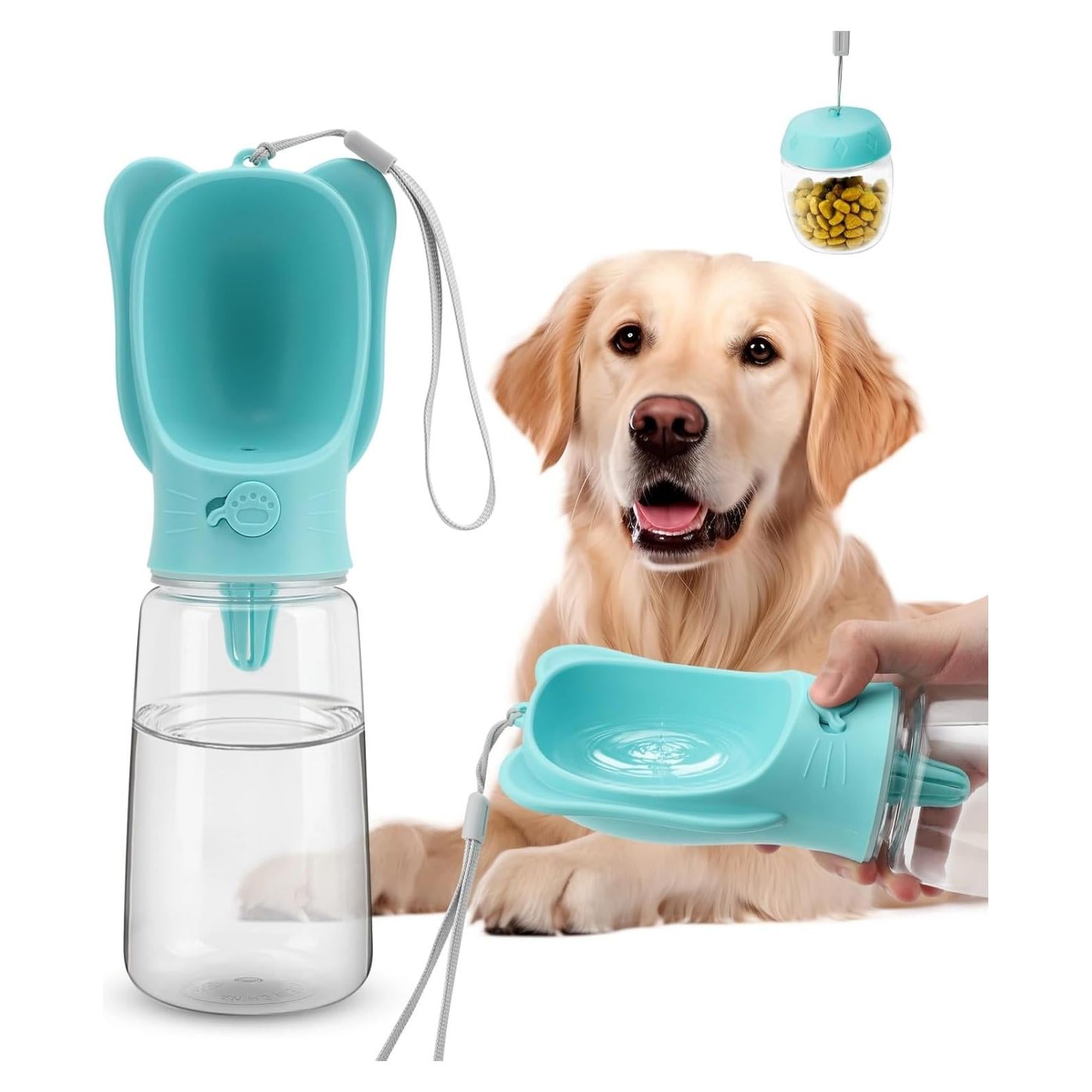 Botella de Agua Portátil para Perros ZESTEFY 550ml con Comedero