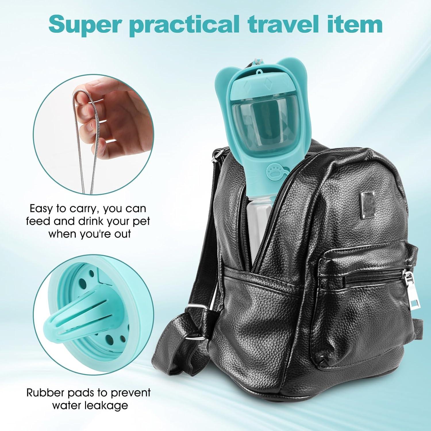 Botella de Agua Portátil para Perros ZESTEFY 550ml con Comedero