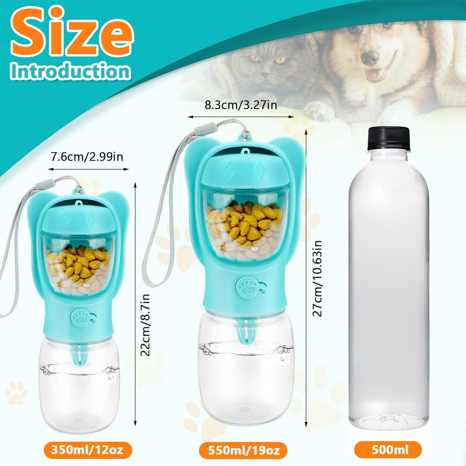 Botella de Agua Portátil para Perros ZESTEFY 550ml con Comedero