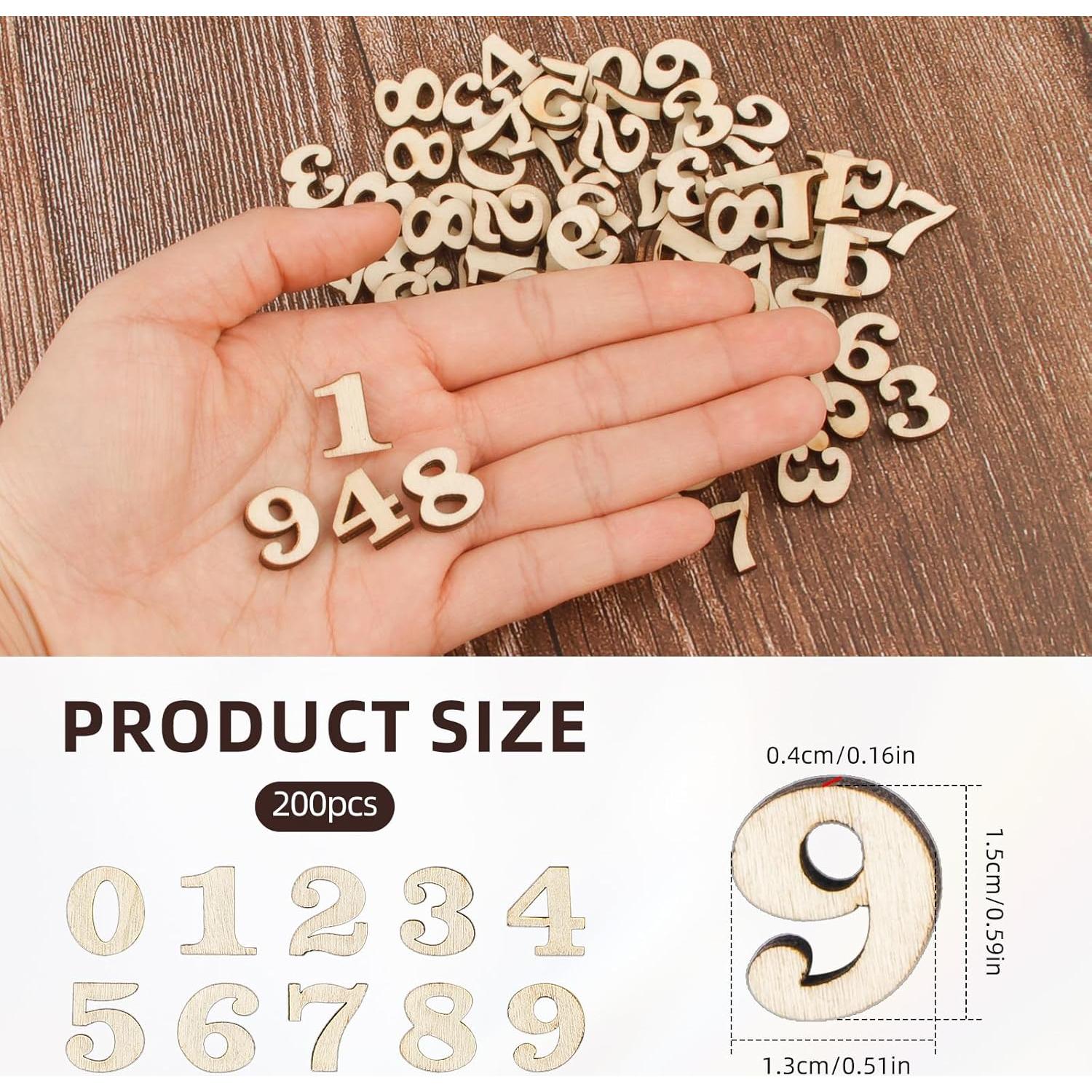 200 Números de Madera Natural Asofelk para Manualidades DIY
