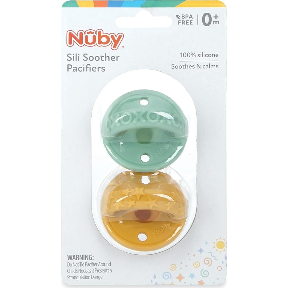 Chupete de Silicona Nuby 2 Paquete 0+ Meses Colores Variados
