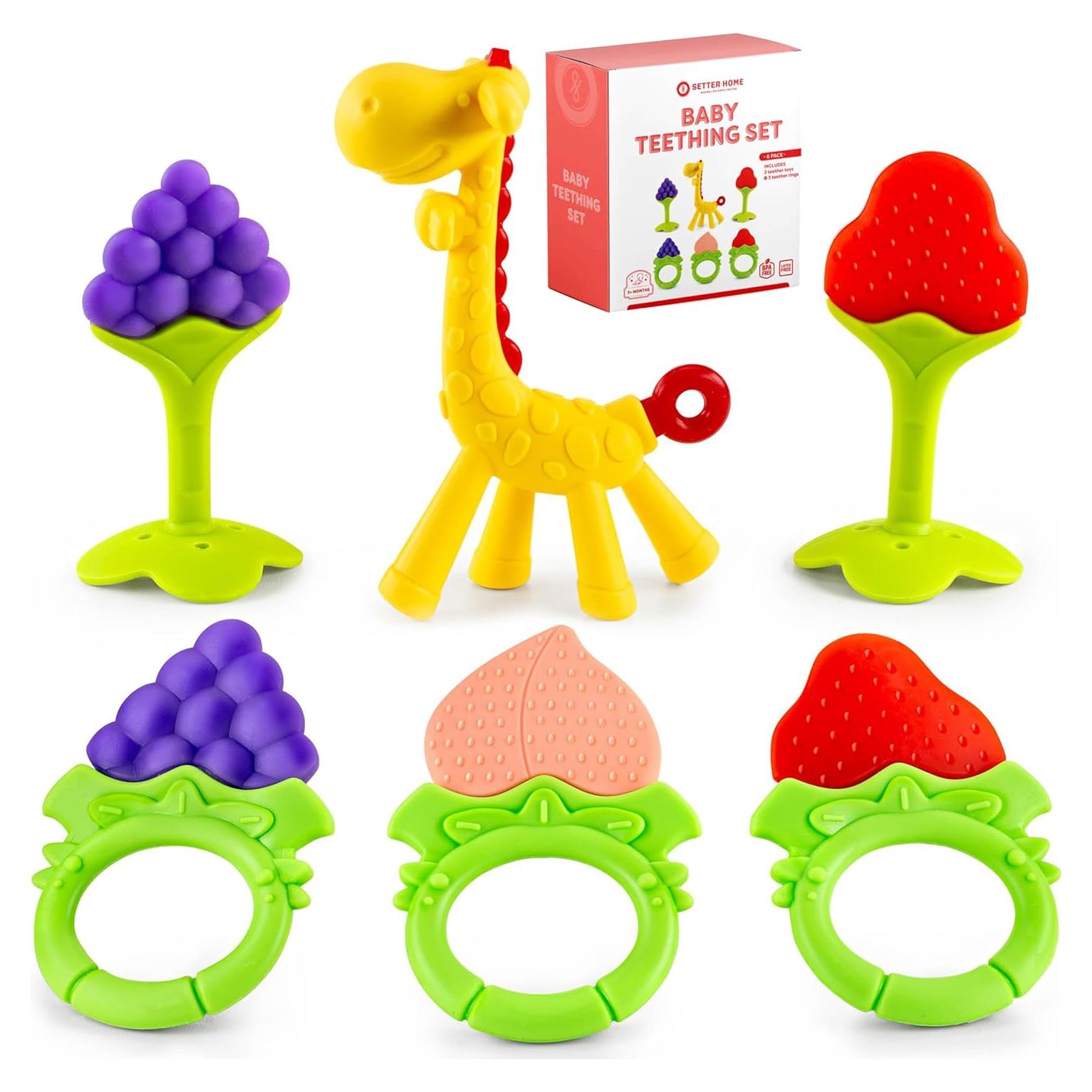 Set de Mordedores para Bebés 6-Pack Silicona Alimentaria