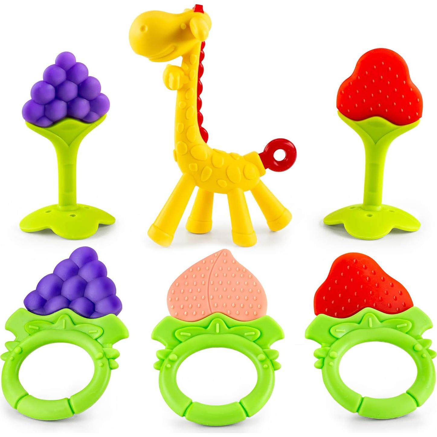 Set de Mordedores para Bebés 6-Pack Silicona Alimentaria