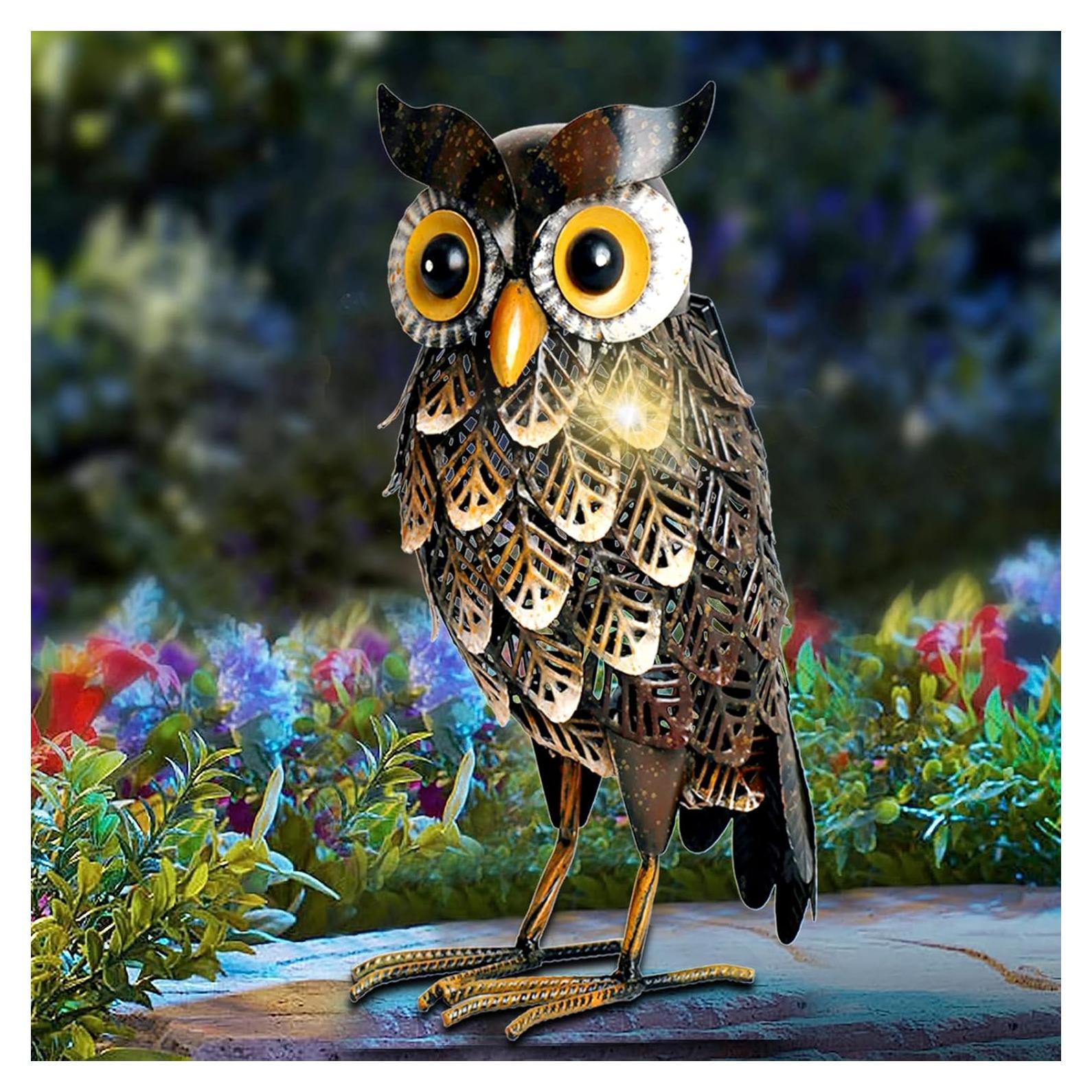 Estatua de Jardín Shorayn Búho Solar 36 cm Metal Multicolor