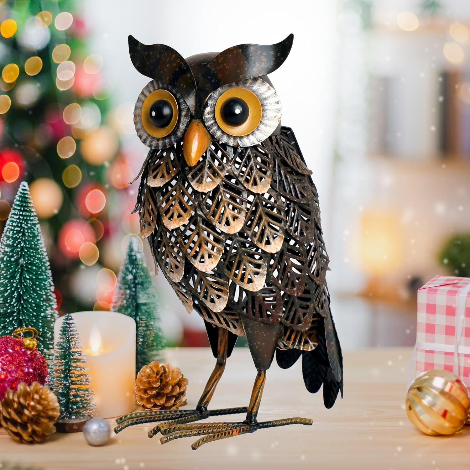 Estatua de Jardín Shorayn Búho Solar 36 cm Metal Multicolor