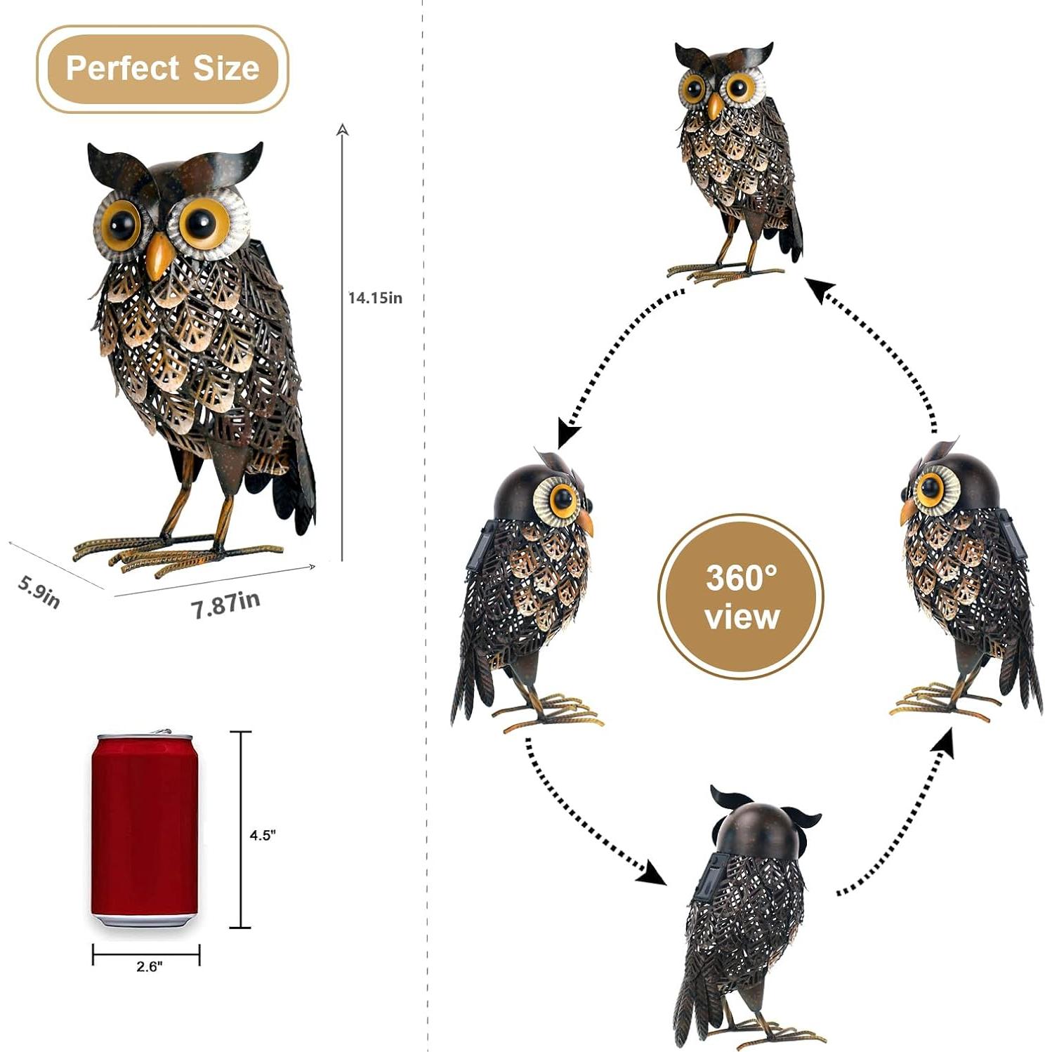 Estatua de Jardín Shorayn Búho Solar 36 cm Metal Multicolor