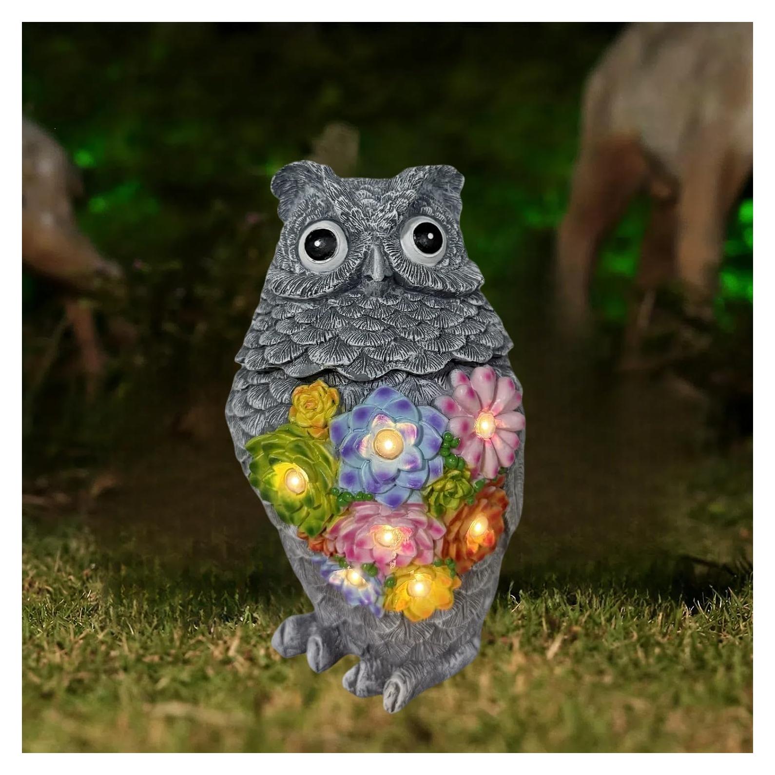 Estatua de Jardín Solar Búho Jy.Cozy con Luz LED 20.1 cm