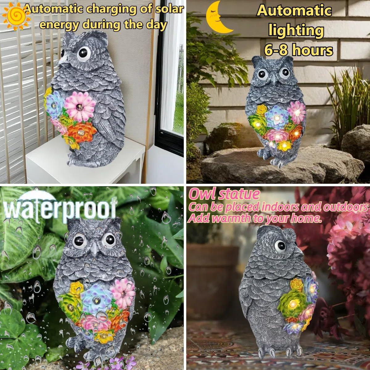 Estatua de Jardín Solar Búho Jy.Cozy con Luz LED 20.1 cm