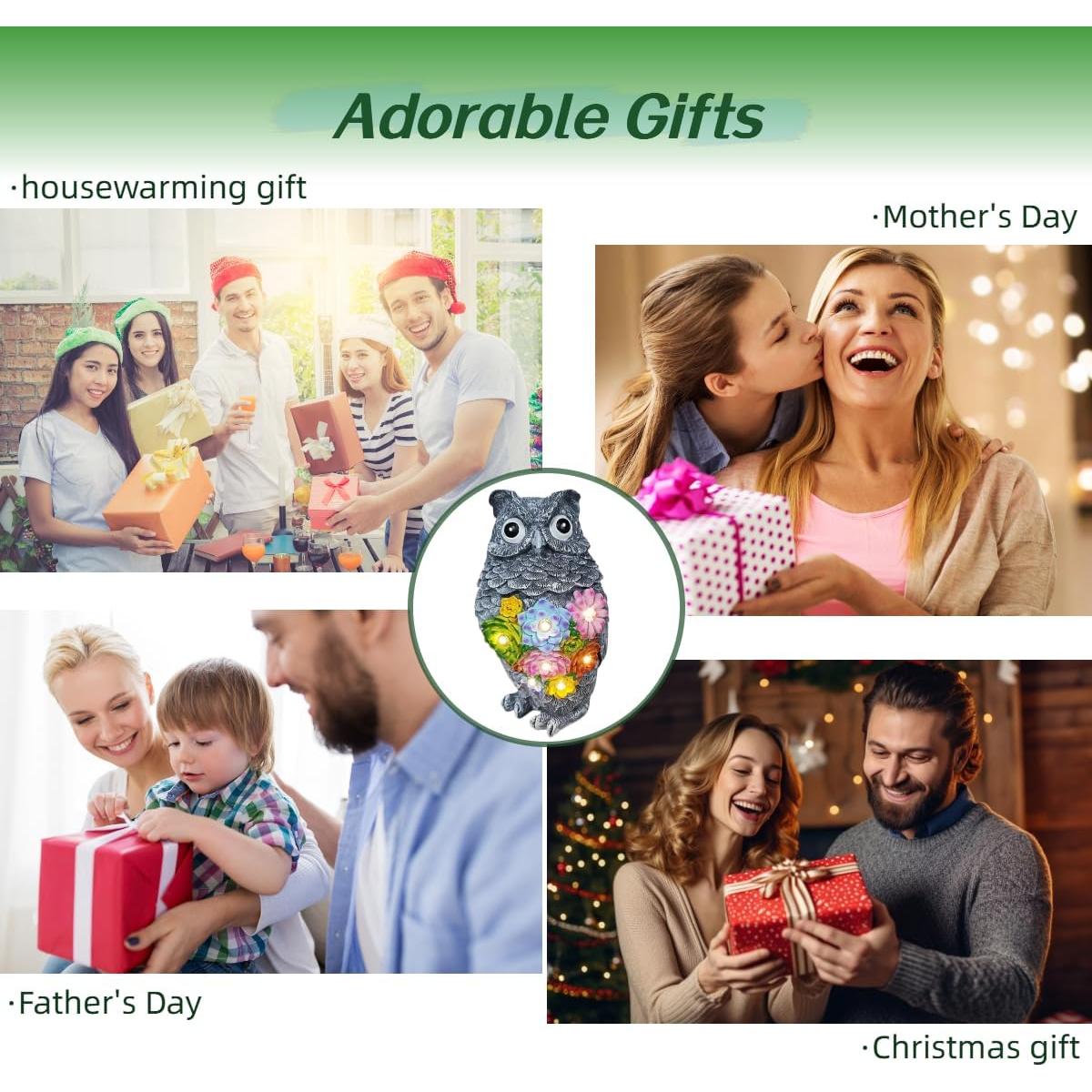 Estatua de Jardín Solar Búho Jy.Cozy con Luz LED 20.1 cm