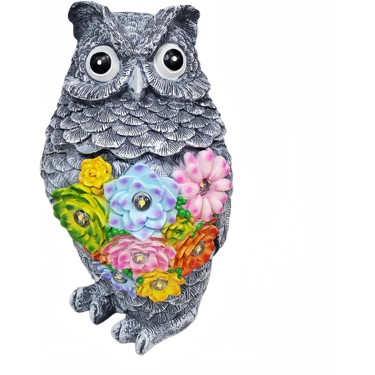 Estatua de Jardín Solar Búho Jy.Cozy con Luz LED 20.1 cm