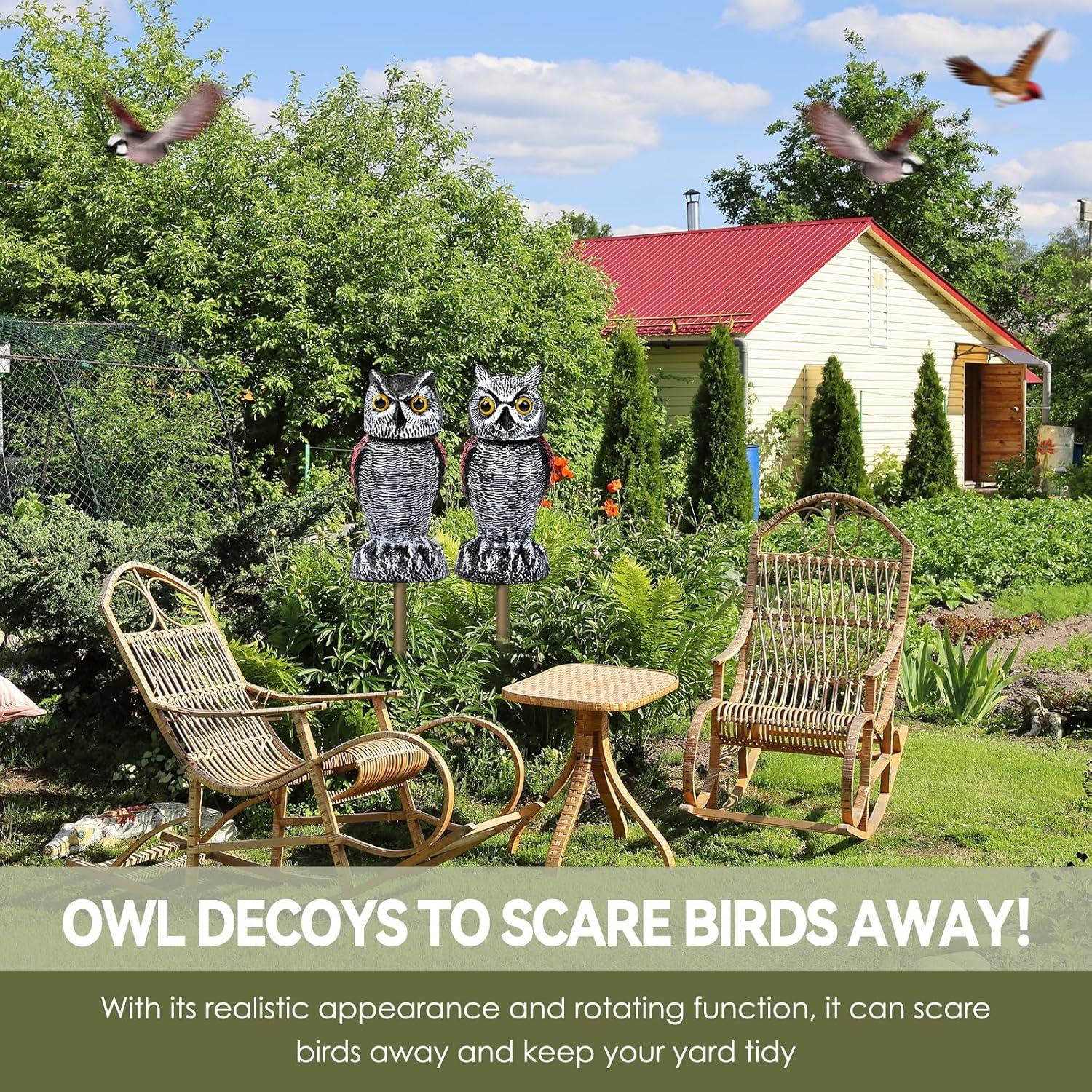 Búho Falso Espantapájaros Lomrsiul 26 cm Rotativo Impermeable