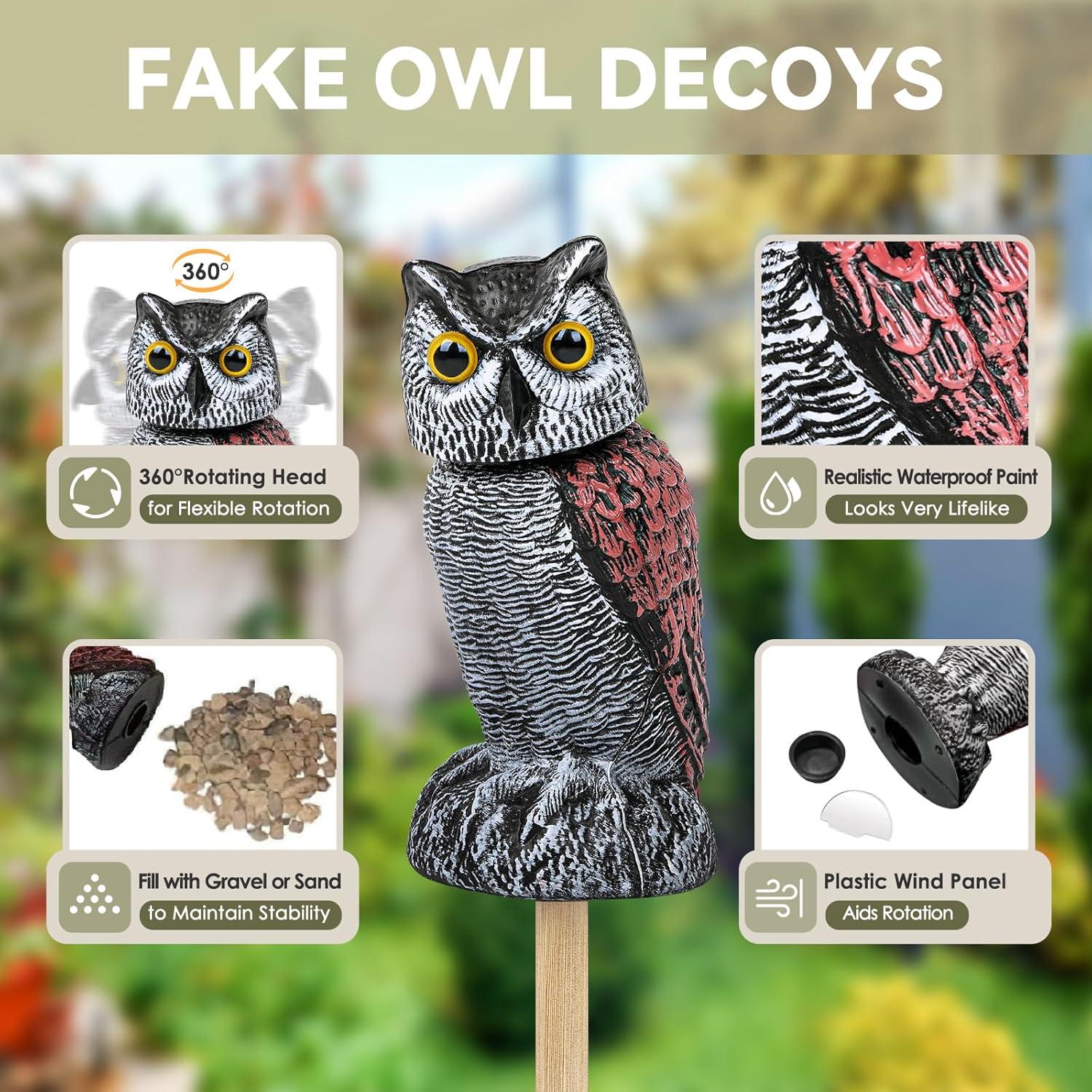 Búho Falso Espantapájaros Lomrsiul 26 cm Rotativo Impermeable
