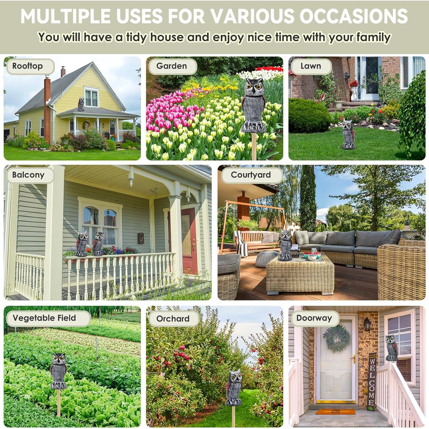 Búho Falso Espantapájaros Lomrsiul 26 cm Rotativo Impermeable