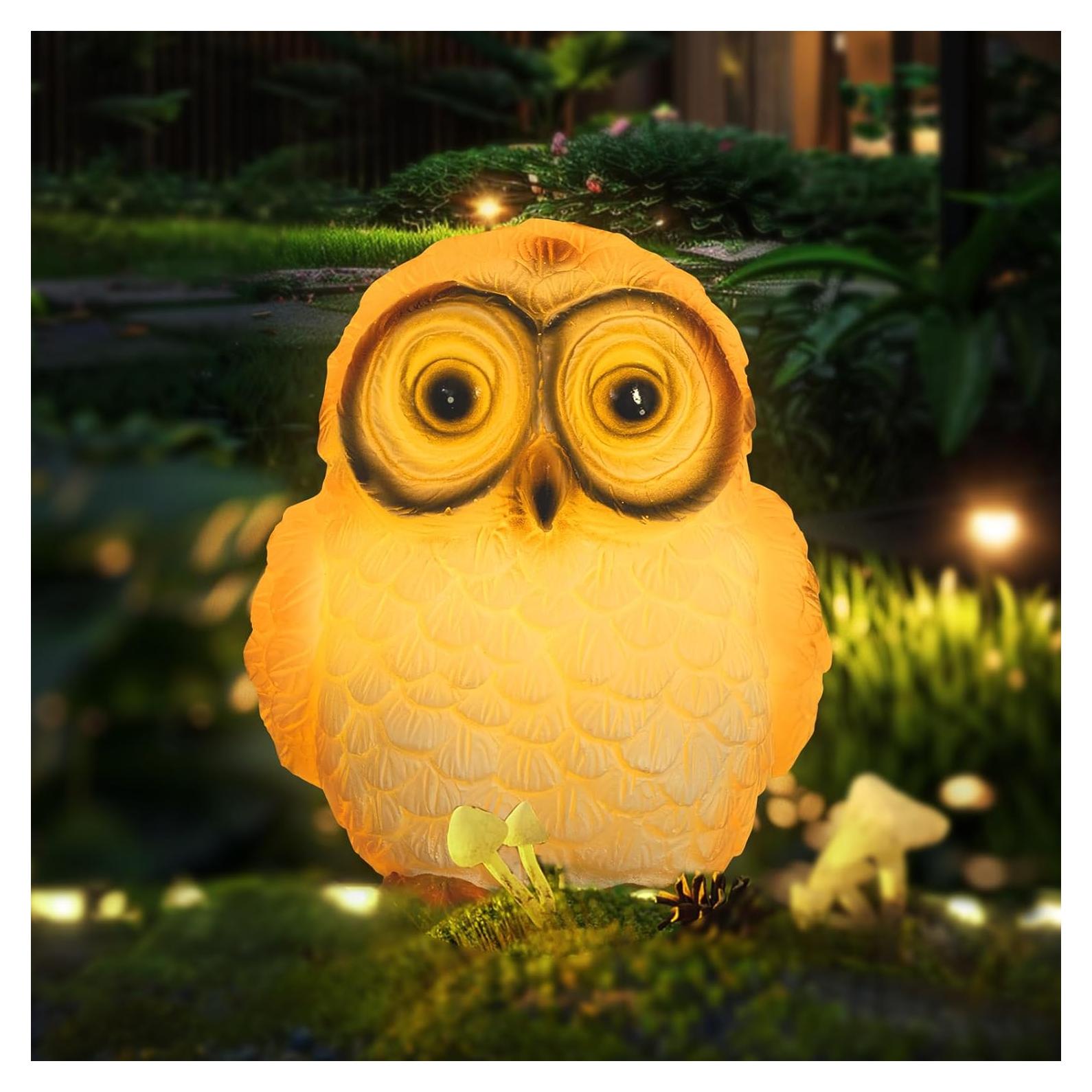 Estatua de Búho Solar RZ.Joyo con Luz LED Cálida 11x14x14.5cm