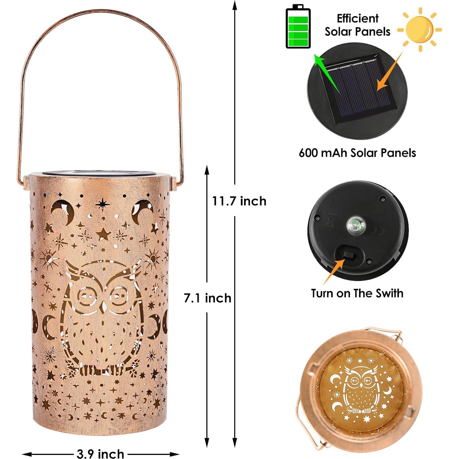 Linterna Solar Impermeable Fabuday Búho 18cm LED Exterior