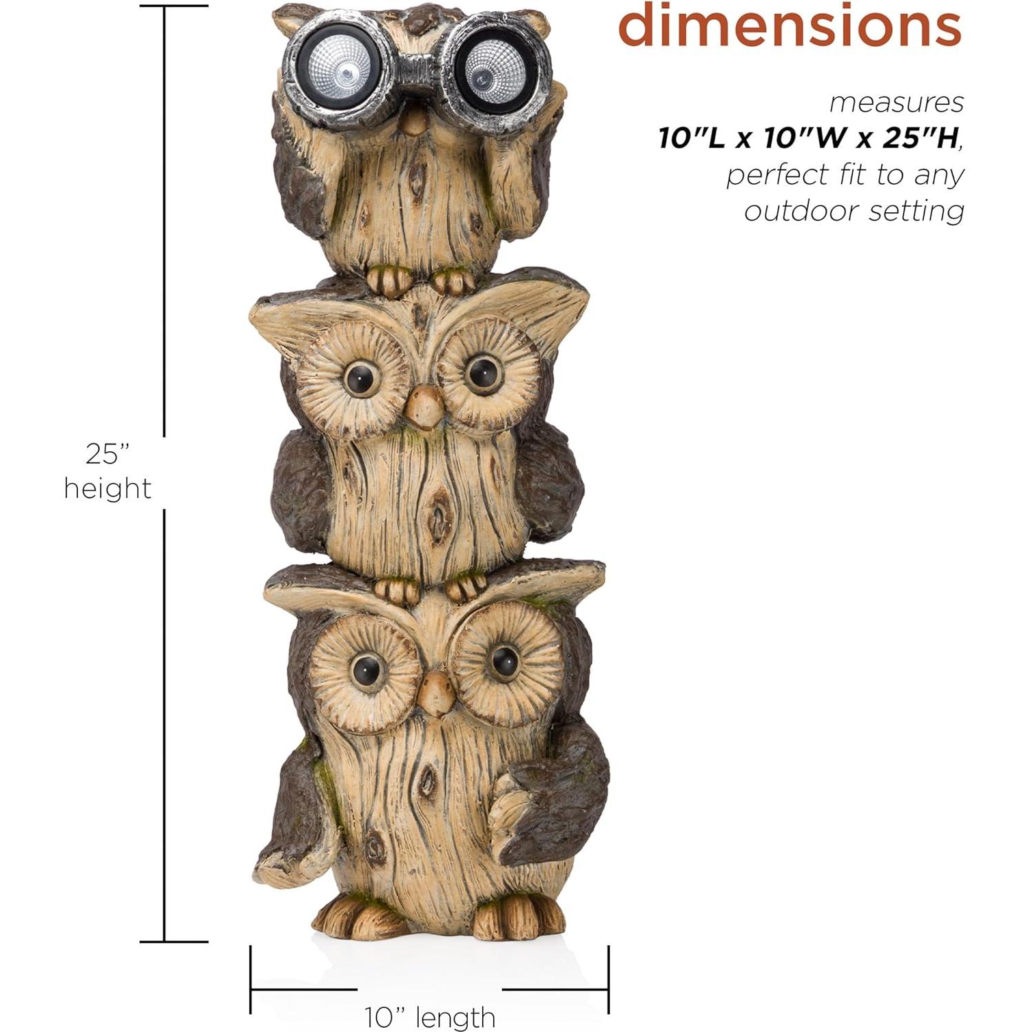 Estatua de Jardín Búhos Binoculares Solar Alpine 63.5 cm