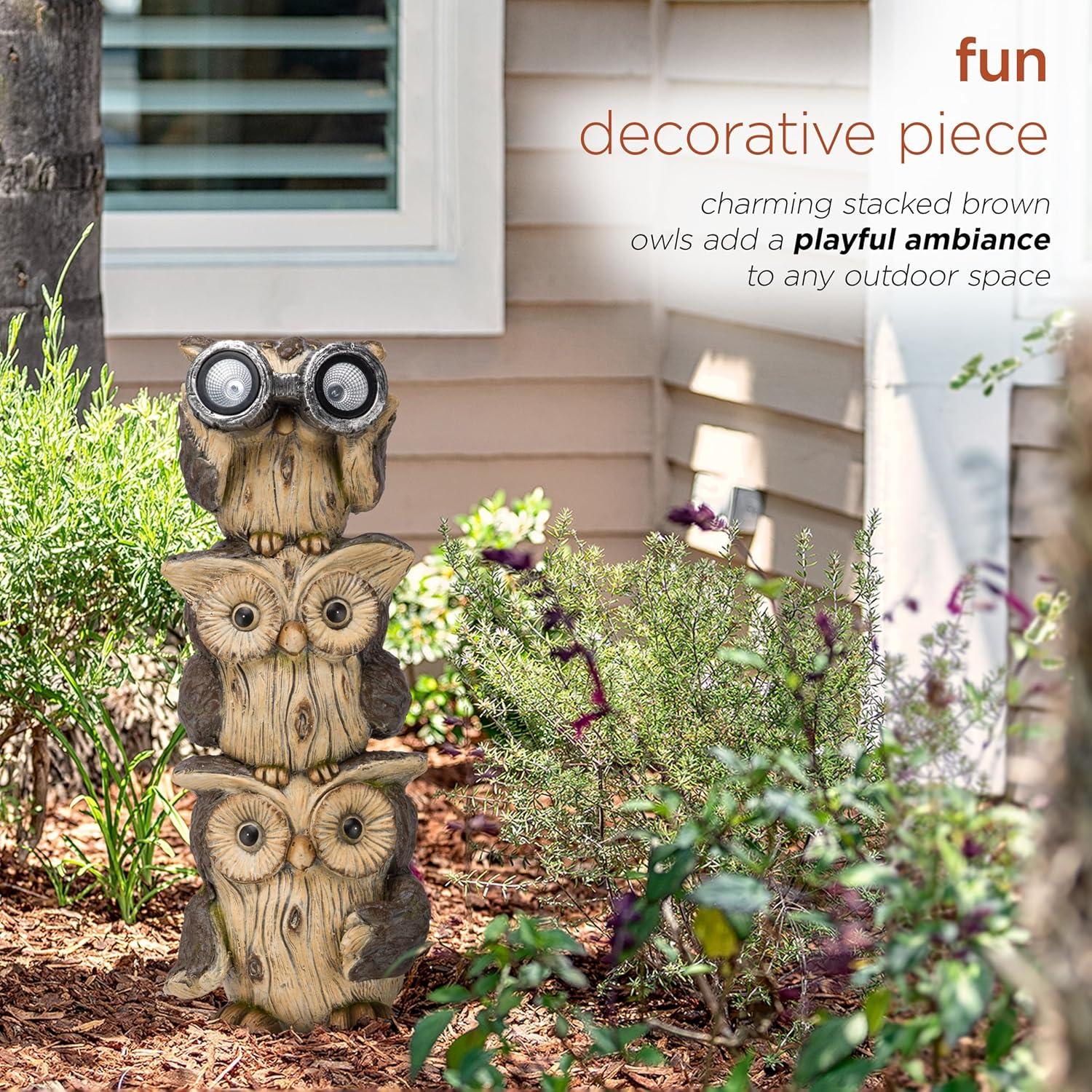 Estatua de Jardín Búhos Binoculares Solar Alpine 63.5 cm