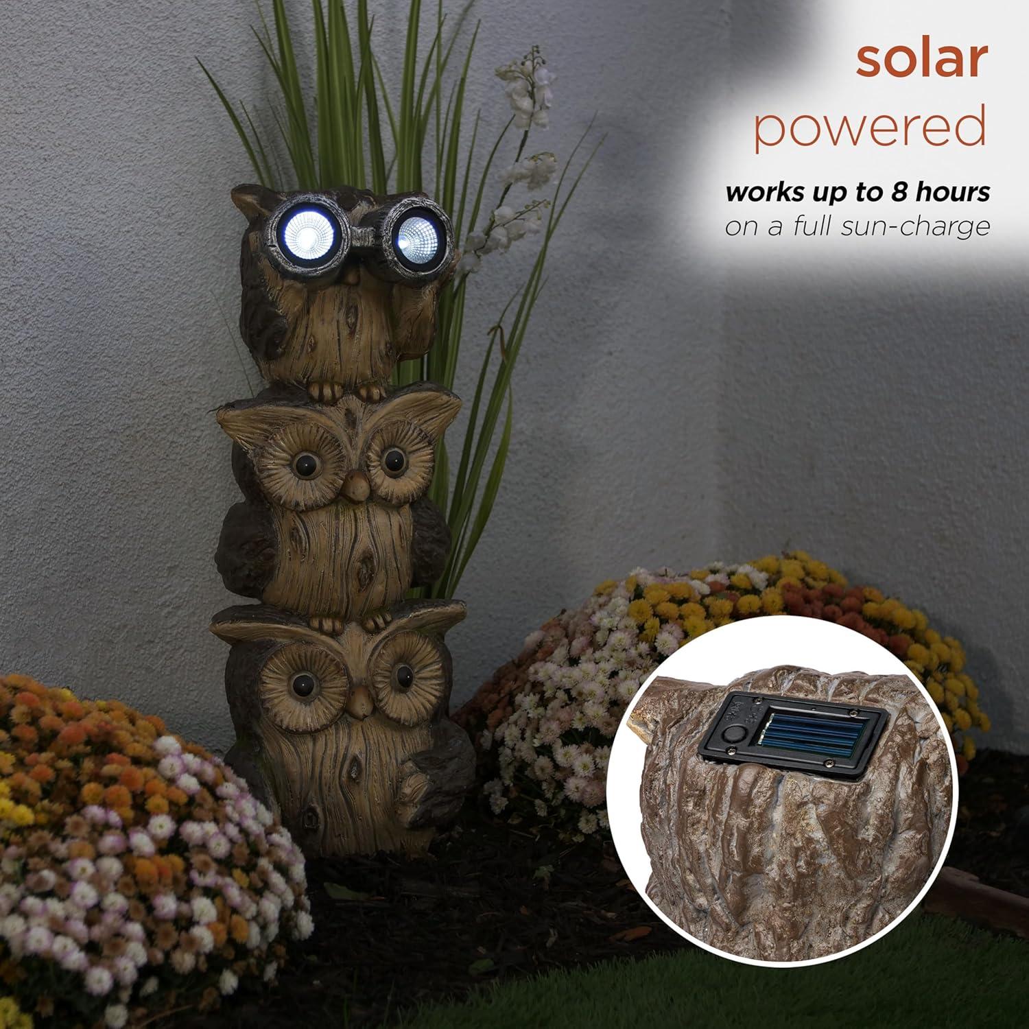 Estatua de Jardín Búhos Binoculares Solar Alpine 63.5 cm