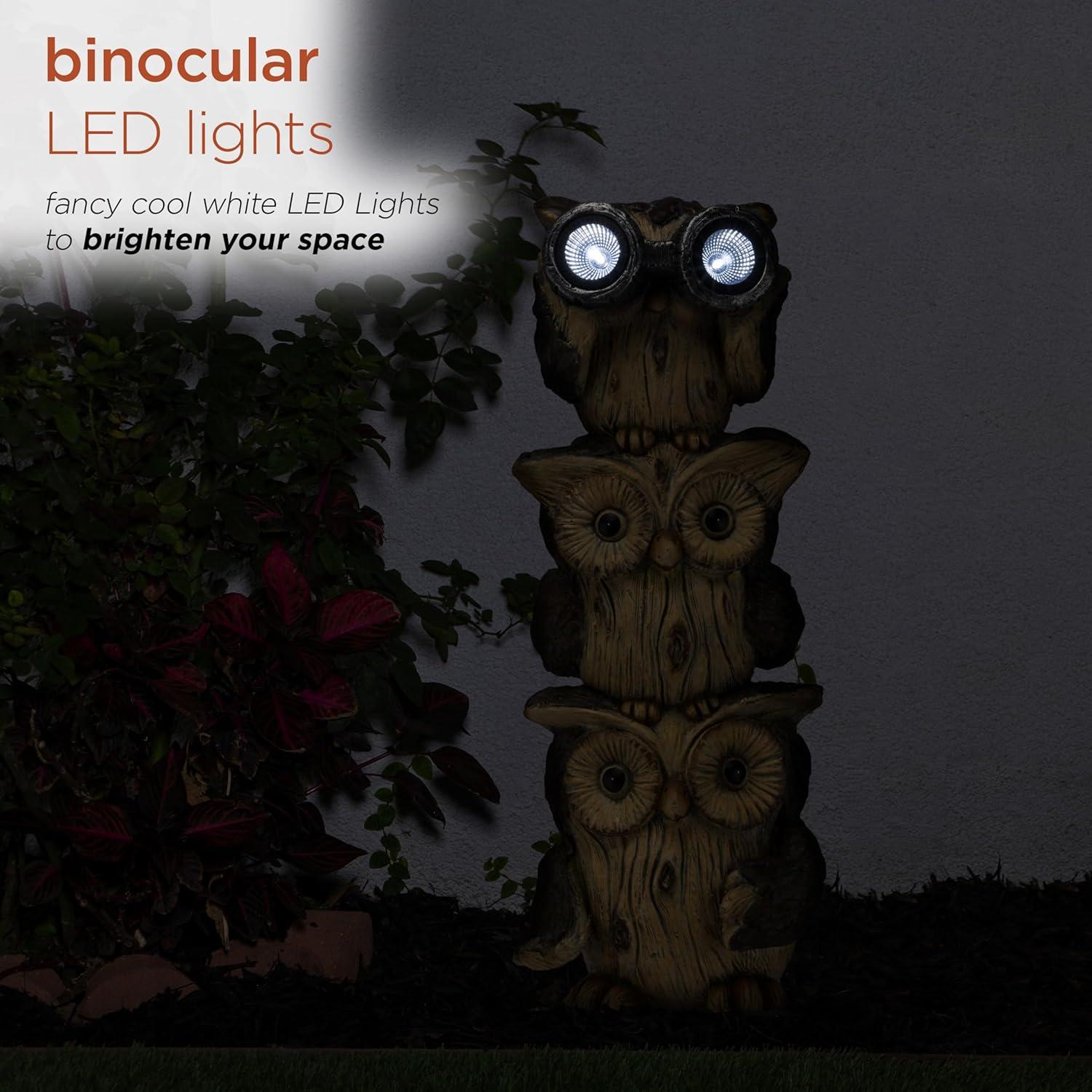 Estatua de Jardín Búhos Binoculares Solar Alpine 63.5 cm