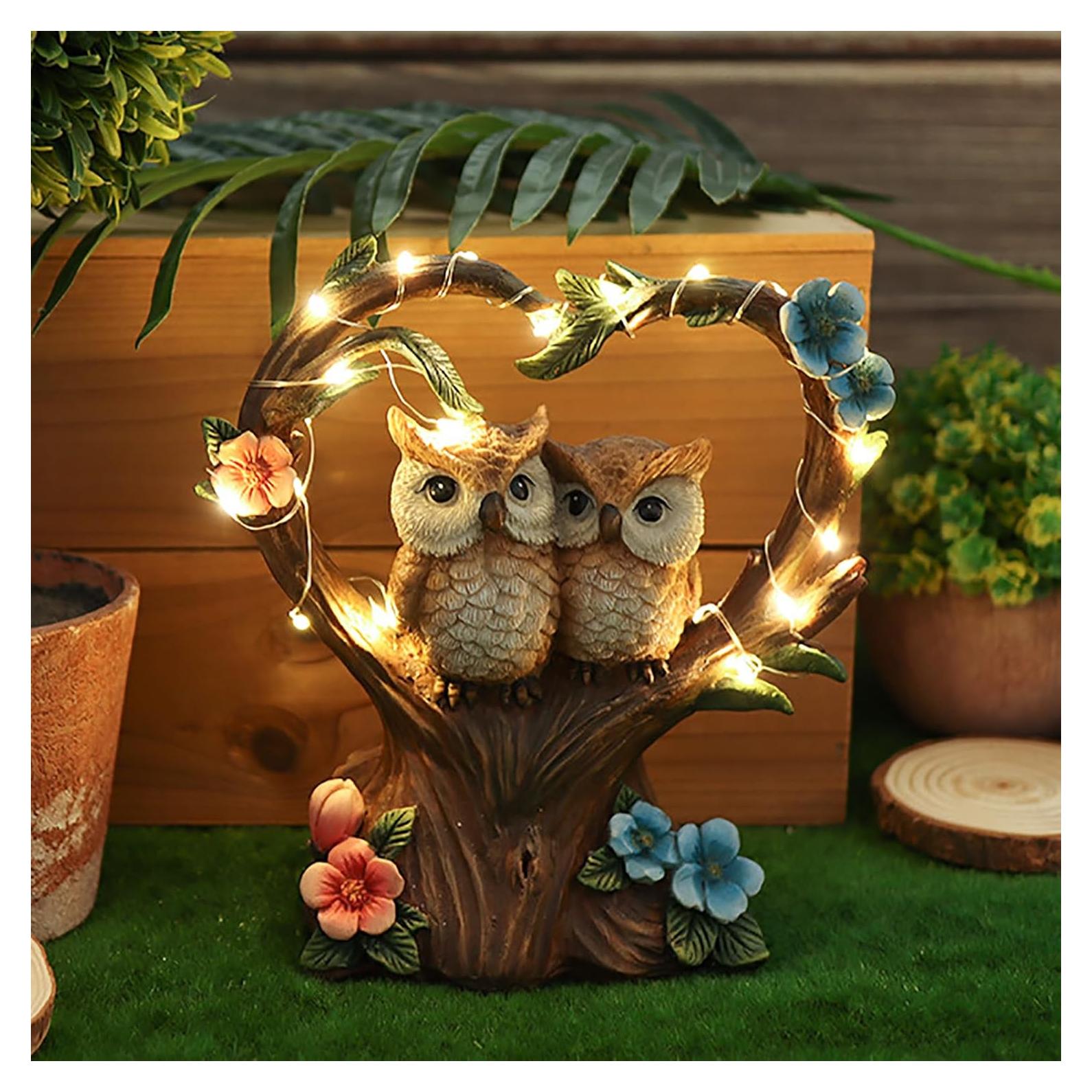 Estatua de Búho Solar FLJZCZM 18 cm Decoración Jardín Impermeable