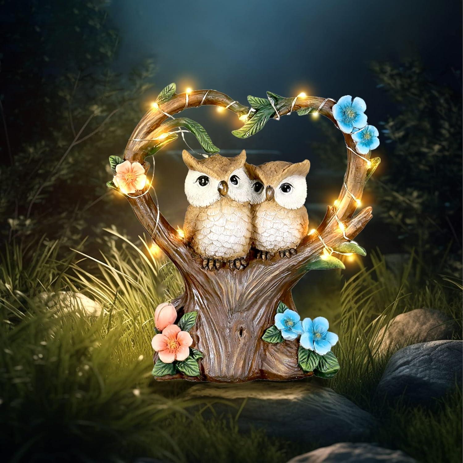 Estatua de Búho Solar FLJZCZM 18 cm Decoración Jardín Impermeable